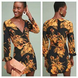 Faithfull Caribbean Wrap Dress S Black/Orange Floral